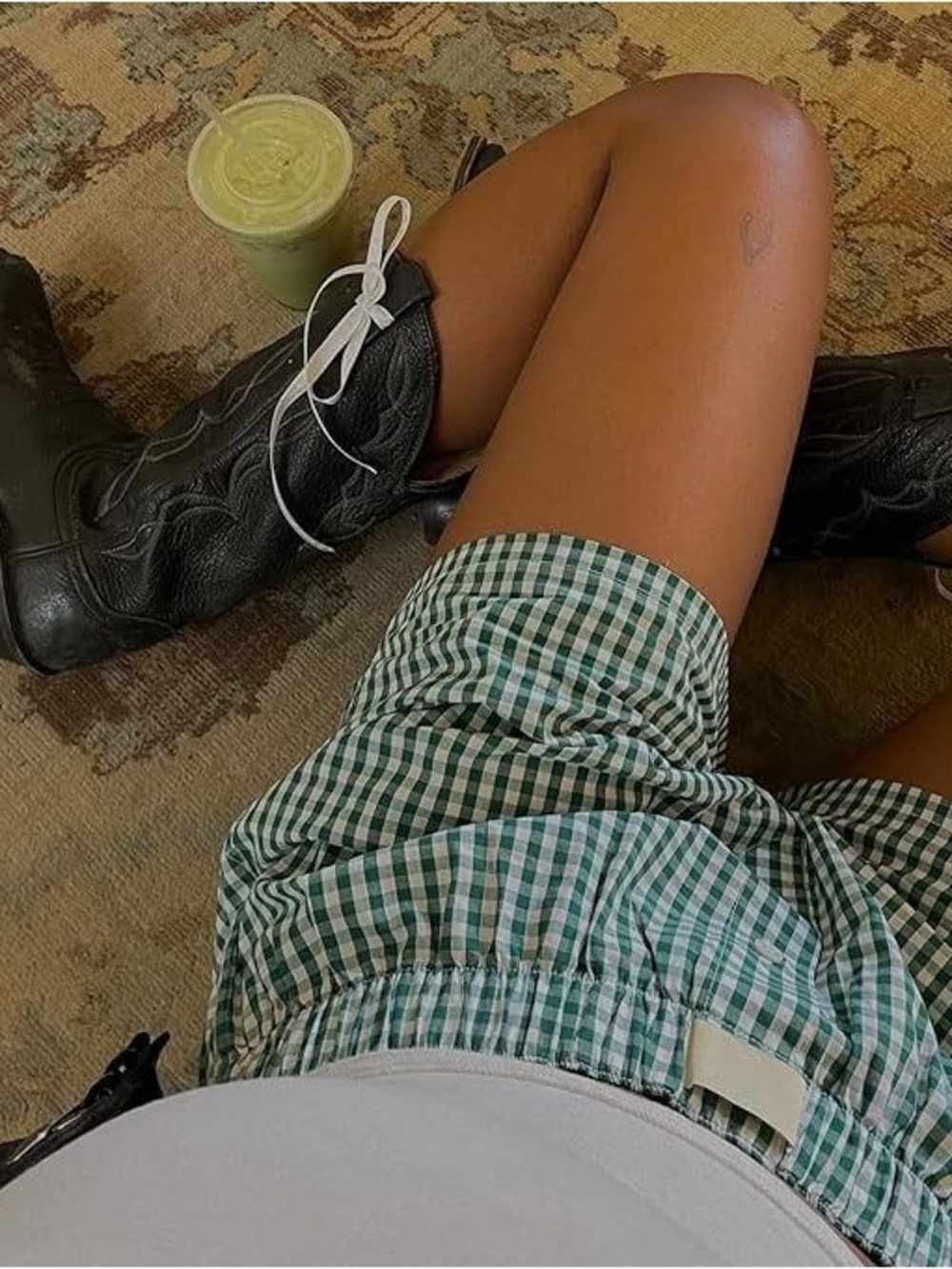 Trendy Green Gingham Boxer Shorts Coastal Check Comfy Lounge & Sleep Shorts